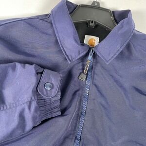 Carhartt Jacket L Blue Workwear Active Coat Lined Zip Up Mens‎ J73 COB Cut Tag